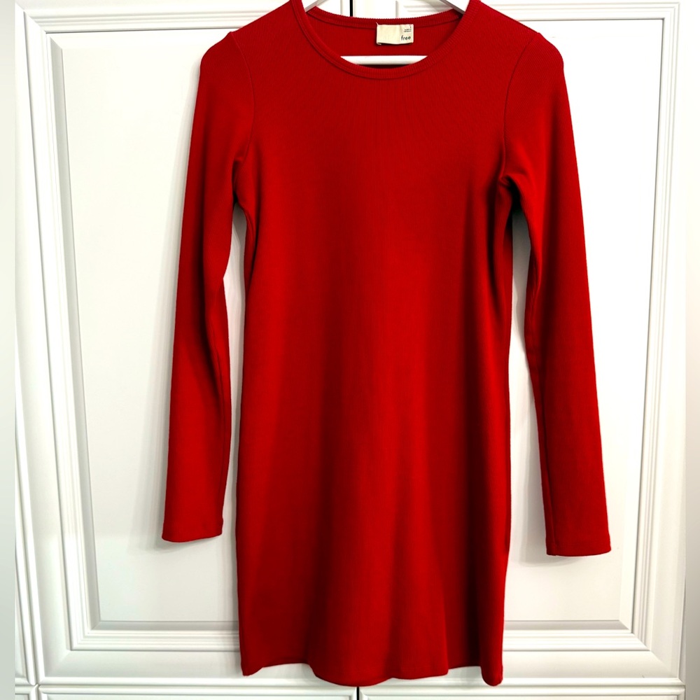 Wilfred Free Sz Small Red Scoop Neck Long Sleeve Sweater Dress